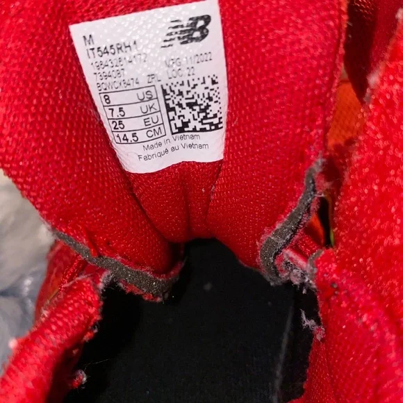 New Balance Kids Red Sneakers with Black and Neon Accents - Picture 6 of 6